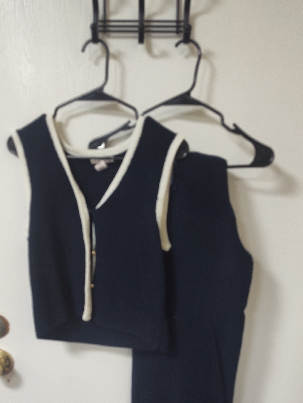 Sincerely Jules Navy Knit Vest with Cream Trim